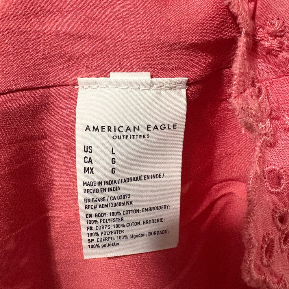 American Eagle Outfitters Pink Eyelet Flutter Dress - Picture 8 of 8